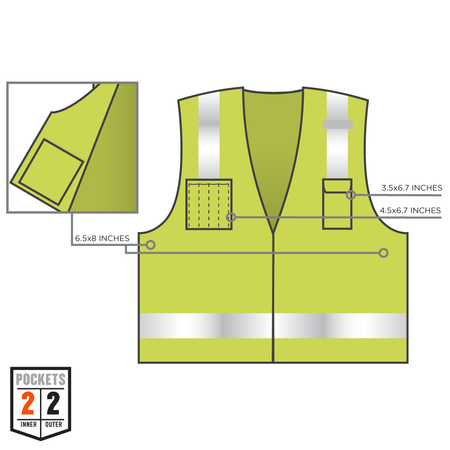 Glowear By Ergodyne XS Lime Economy Surveyors Vest Class 2 - Single Size 8249Z-S